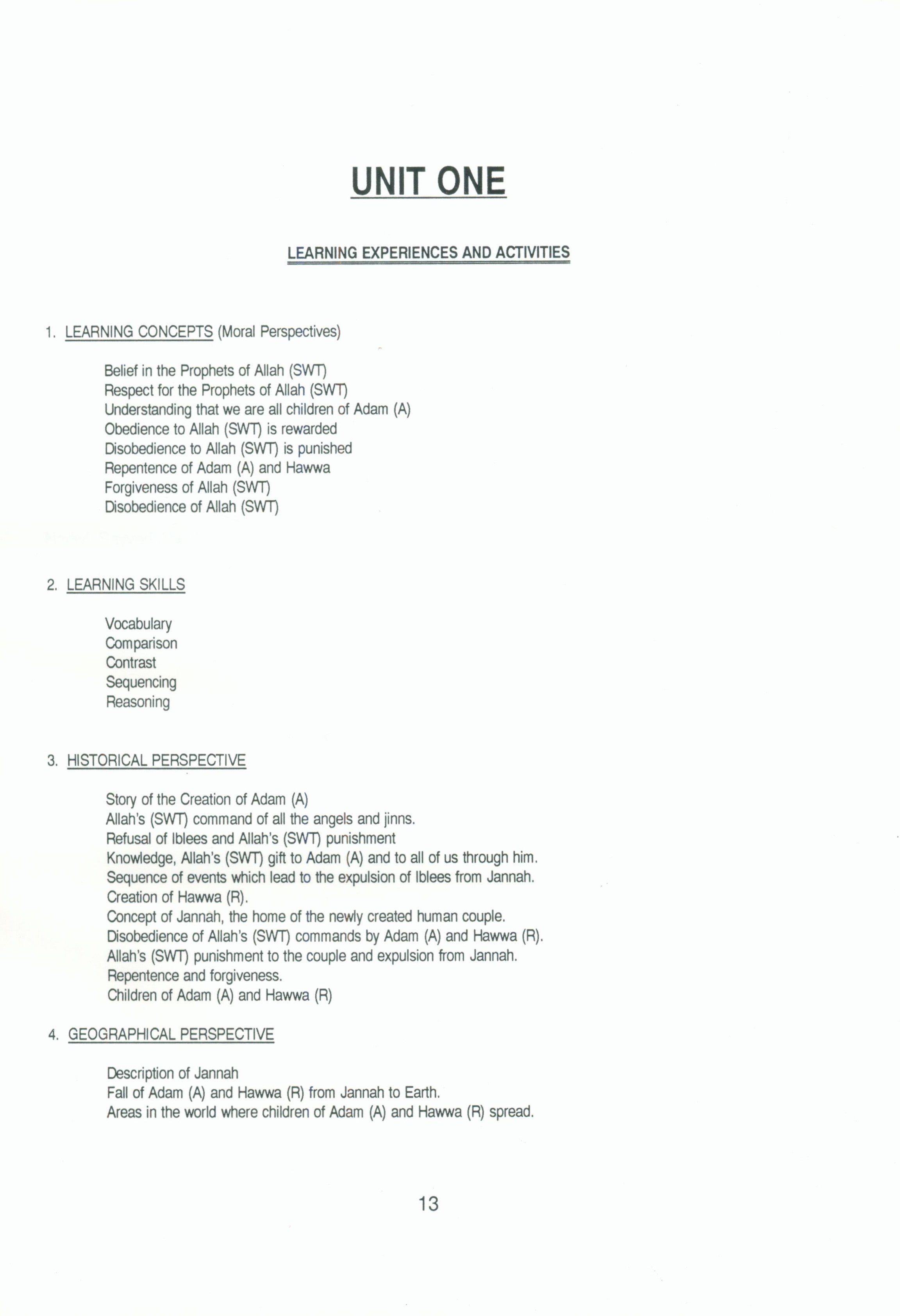 IQRA' Kindergarten Curriculum Volume 1 - Islamic History
