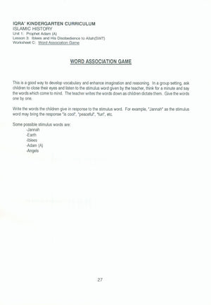 IQRA' Kindergarten Curriculum Volume 1 - Islamic History