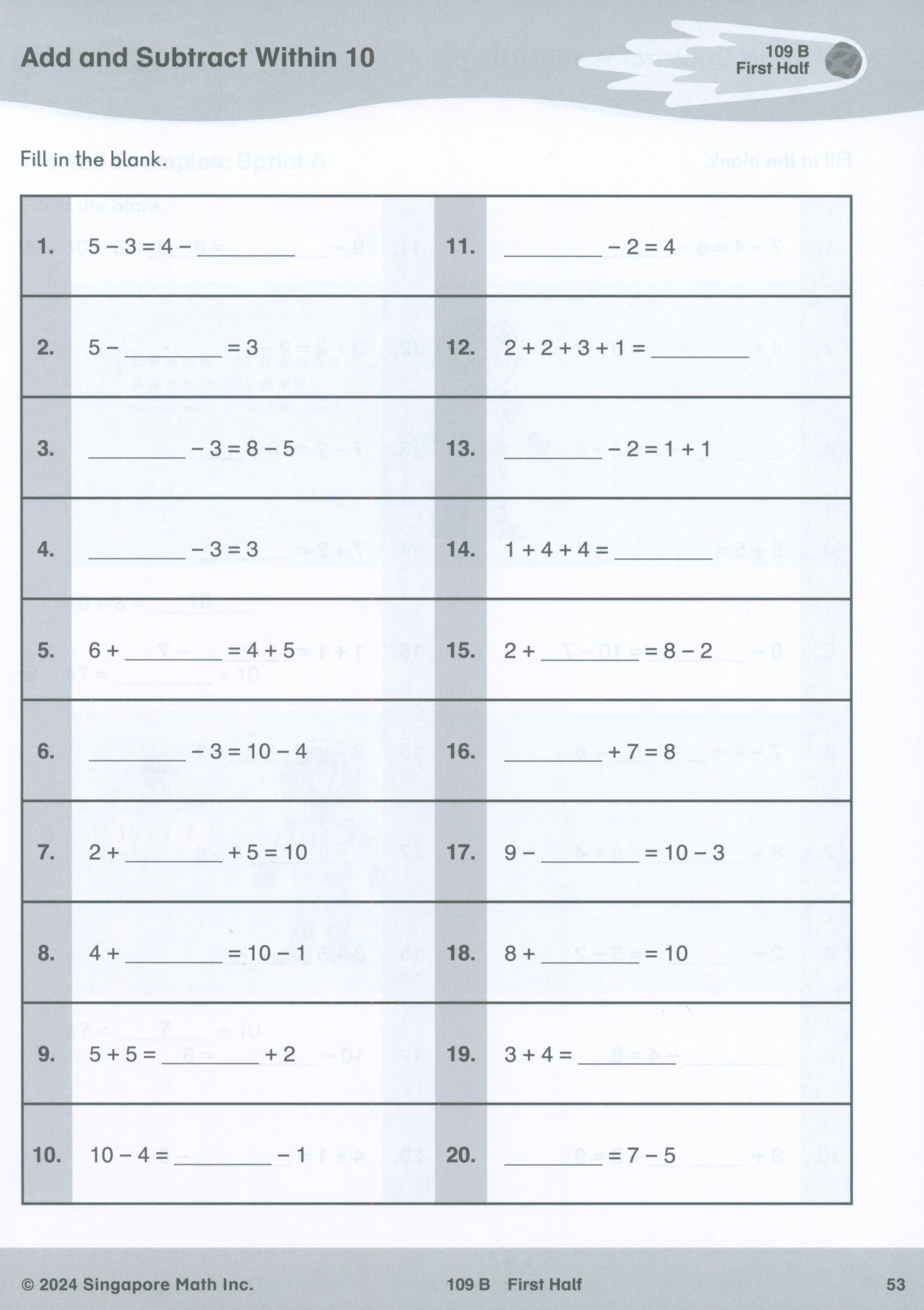 Singapore Math® Sprints 1