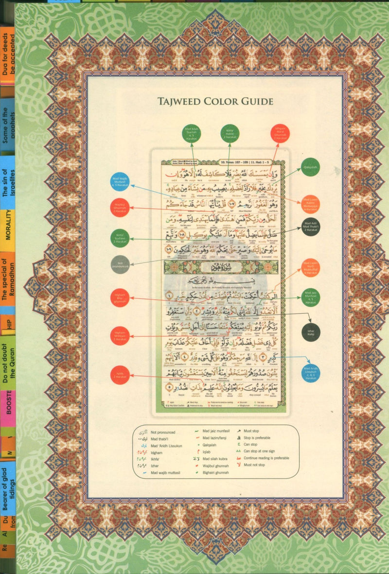 Al-Quran Al-Karim Maqdis Word By Word Translation & Color Coded Tajweed Size B5 7.5 X 9 With Tags