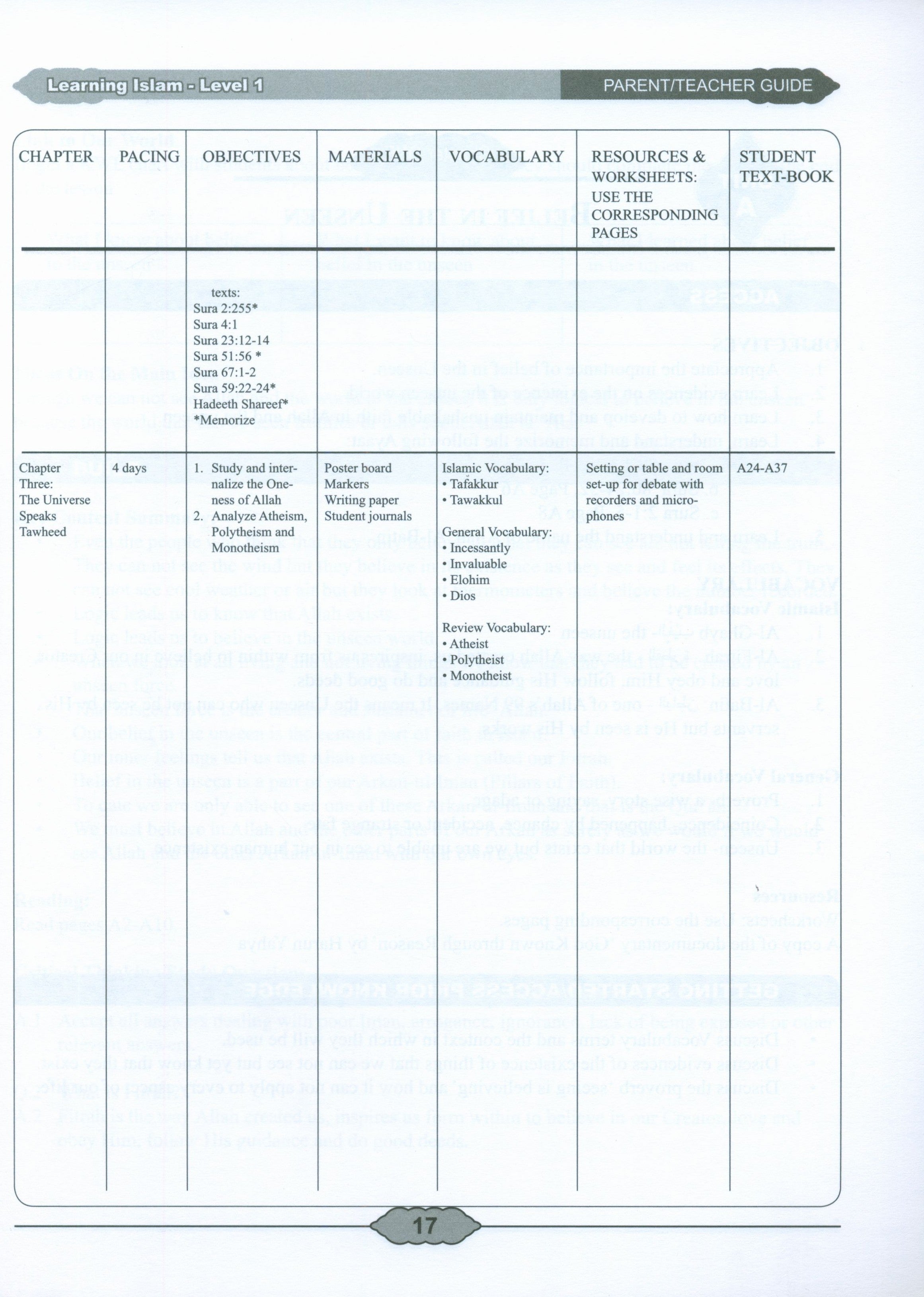 Learning Islam Weekend Edition Teacher / Parent Guide Level 1 (7th Grade)