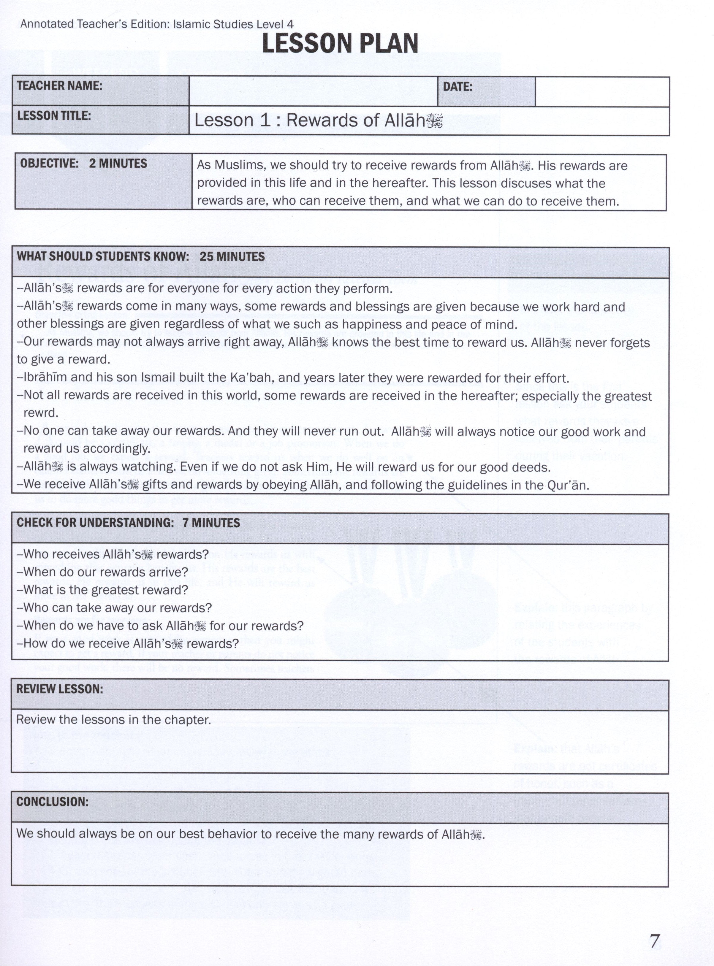 Weekend Learning Islamic Studies Teacher Manual Level 4