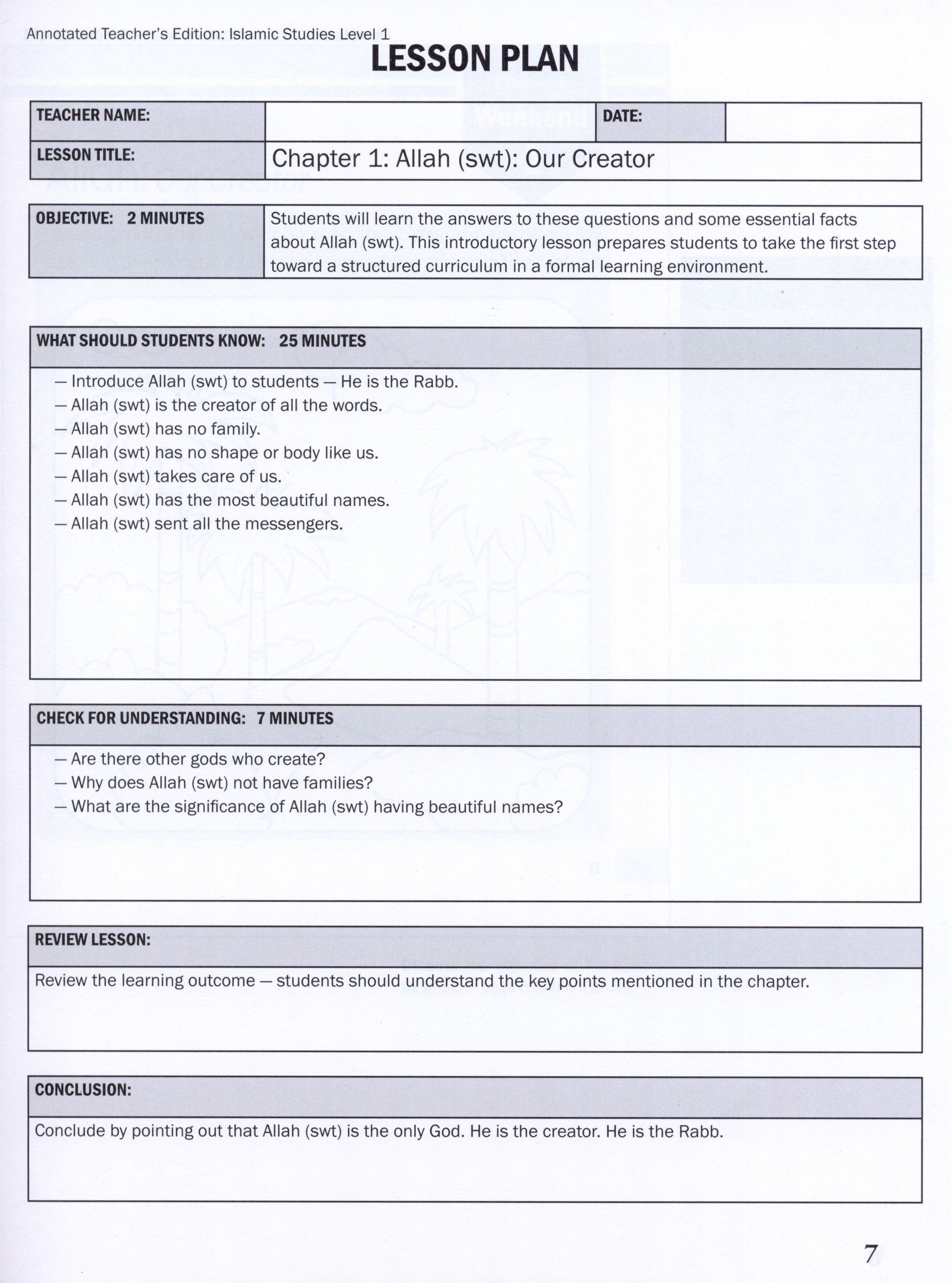 Weekend Learning Islamic Studies Teacher Manual Level 1