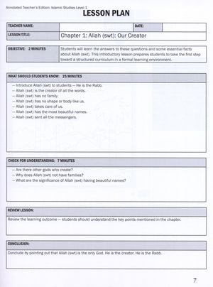 Weekend Learning Islamic Studies Teacher Manual Level 1