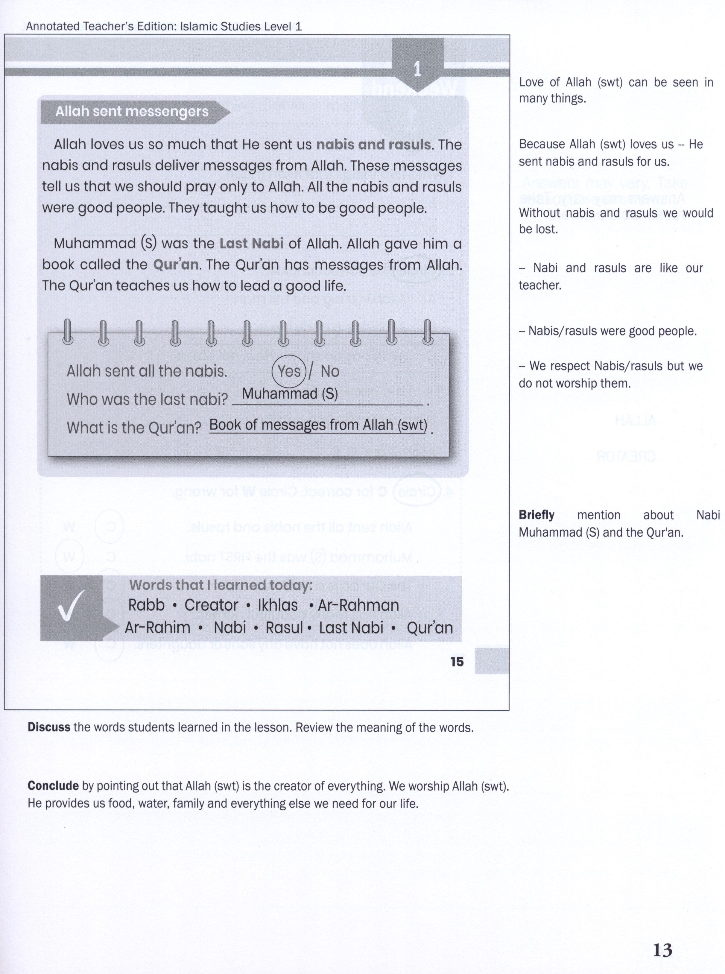 Weekend Learning Islamic Studies Teacher Manual Level 1