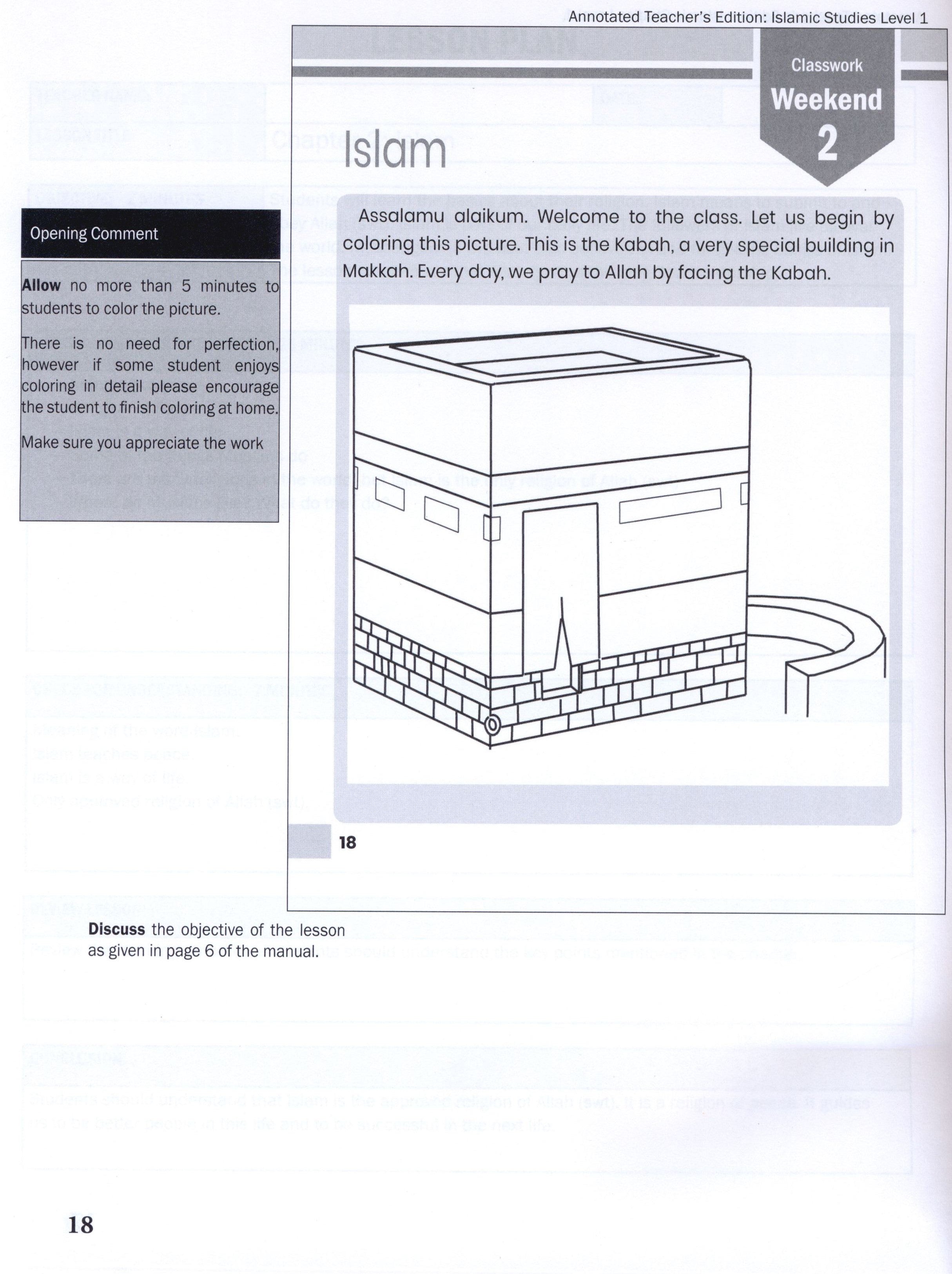 Weekend Learning Islamic Studies Teacher Manual Level 1