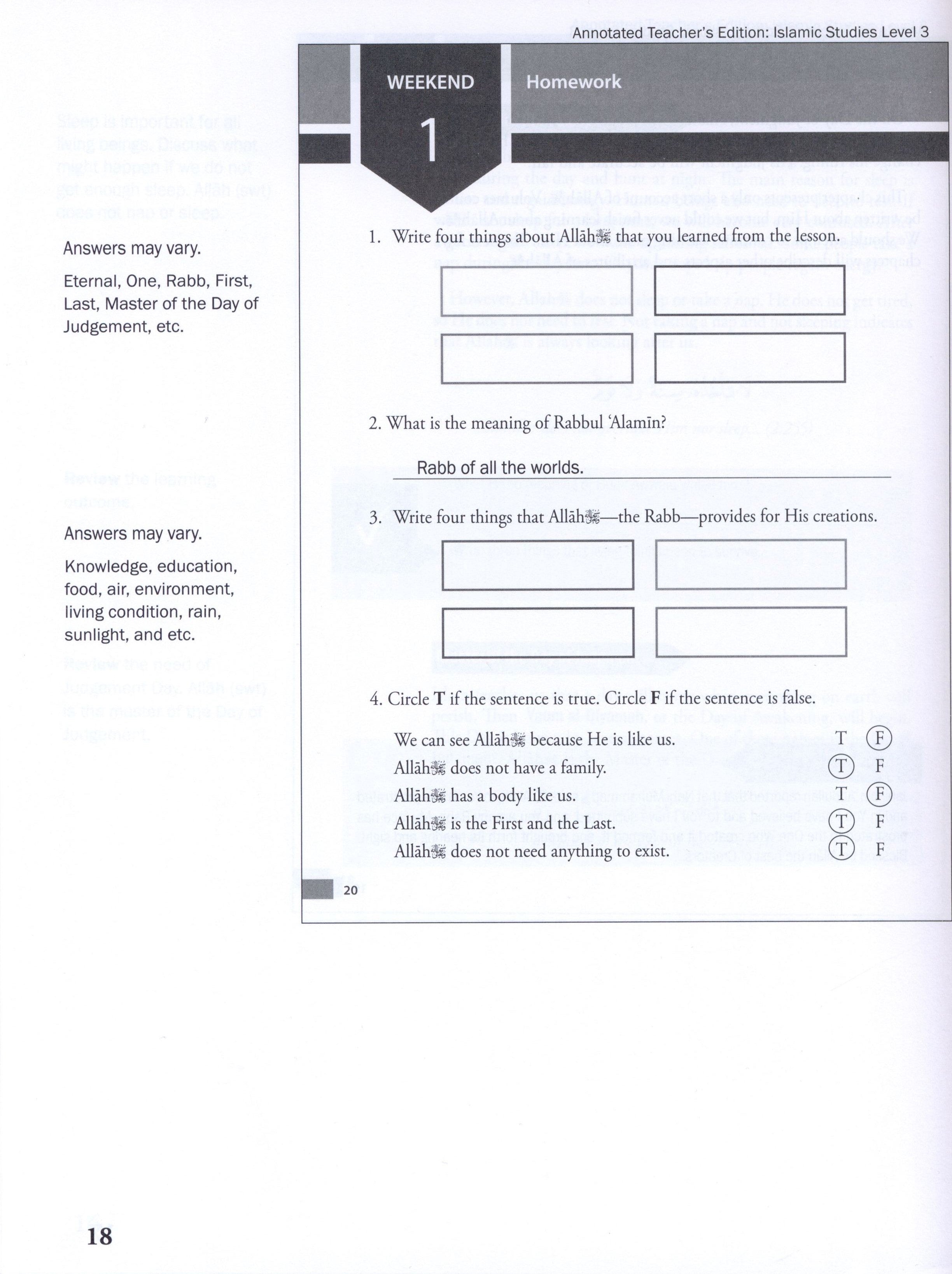 Weekend Learning Islamic Studies Teacher Manual Level 3