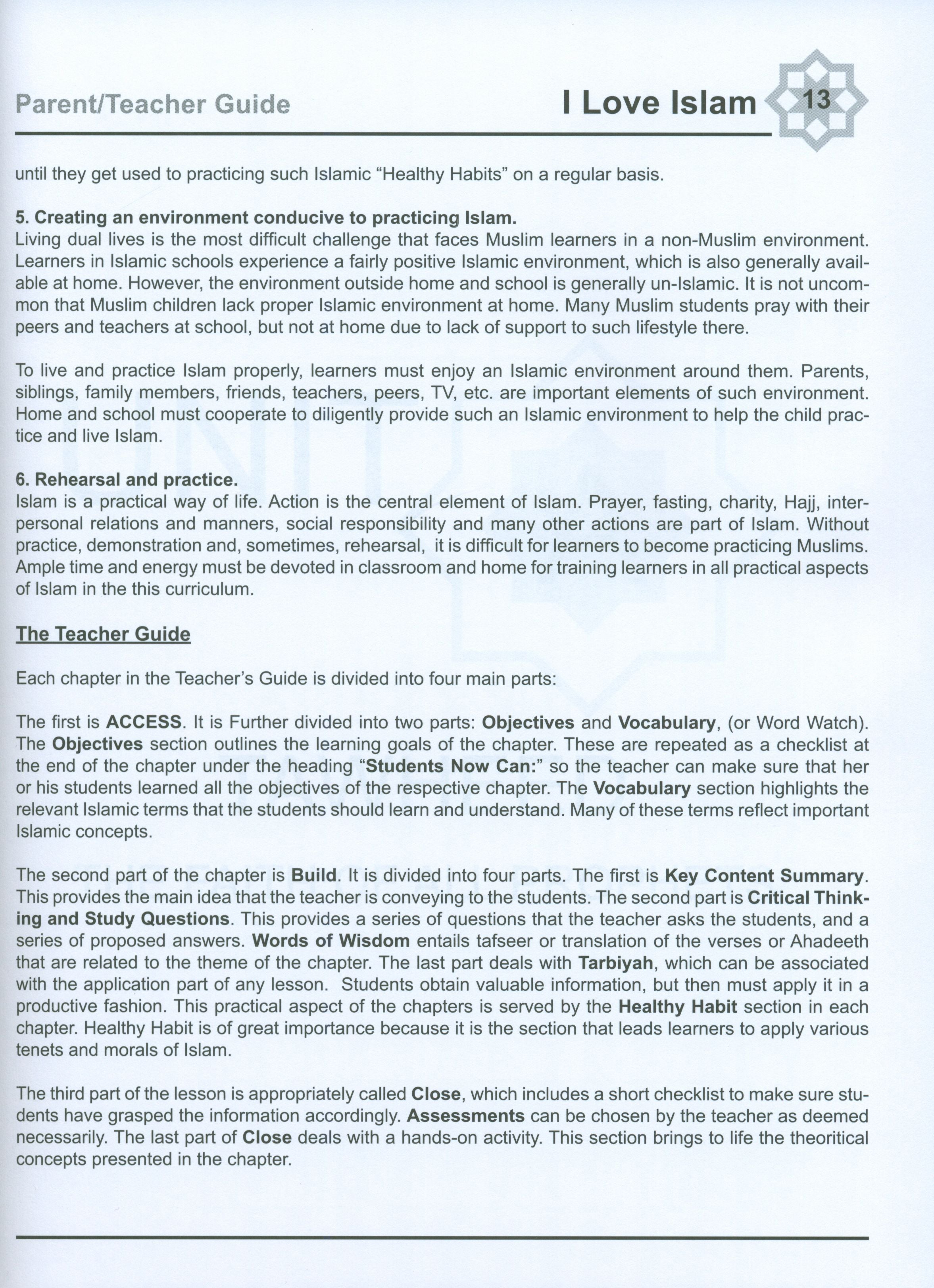 I Love Islam Teacher / Parent Guide Level 5