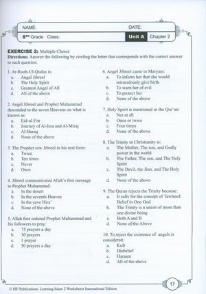 Learning Islam Weekend Edition Worksheets Level 2 (7th Grade)
