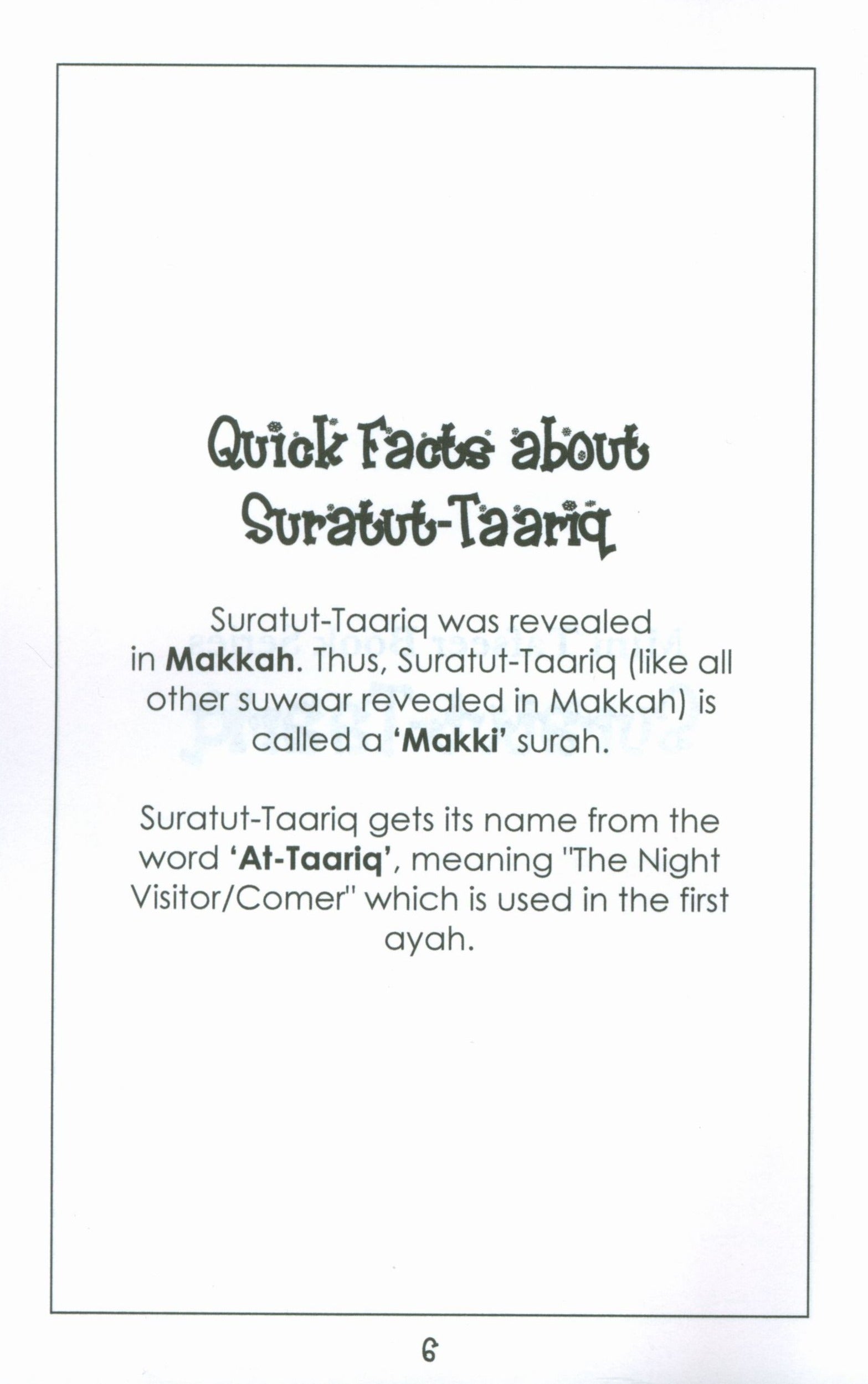 Mini Tafseer Book Suratul Taariq (Surah 86)